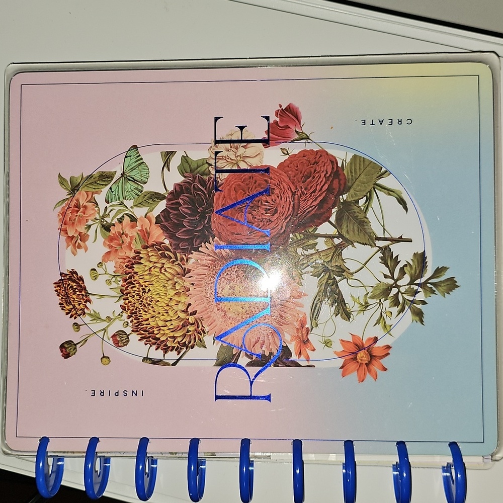 Floral Radiate Notebook with Blue Binding - Picture 4 of 6
